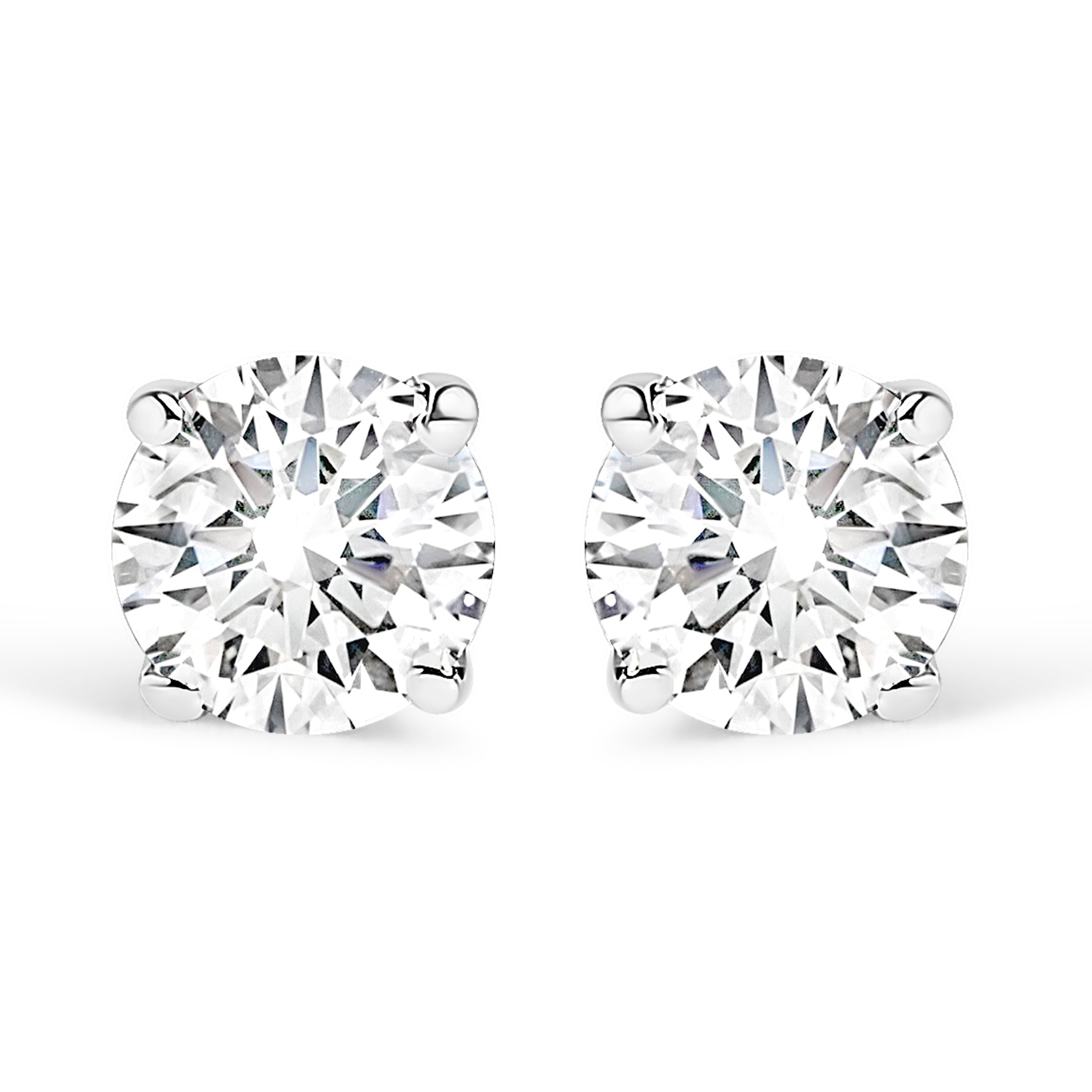 14K White Gold 3/4 Cttw Round Brilliant-Cut Near Colorless Diamond Classic 4-Prong Stud Earrings (H-I Color, SI1-SI2 Clarity)
